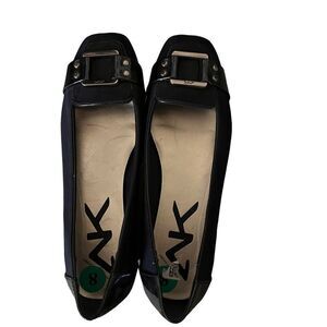 Ann Klein Airwear Port Size 8 Navy suede and patent look Flat Loafer Silver